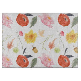 Aquarellblumen Schneidebrett