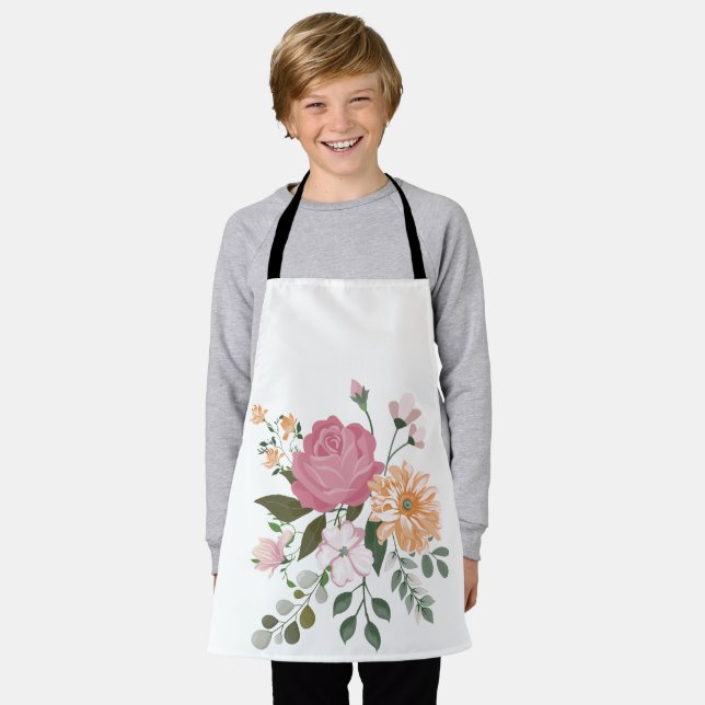 Aquarellblumen Schürze (Getragen)