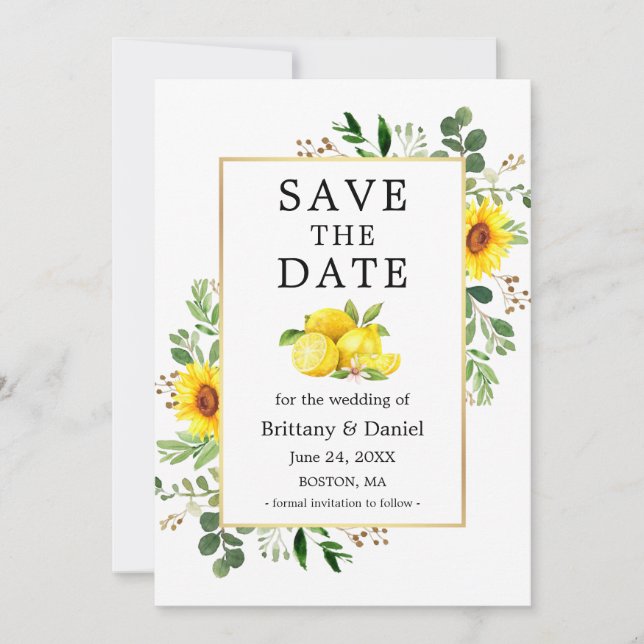 Aquarellblumen Sonnenblumen Save the Date Karte (Vorderseite)
