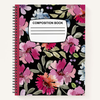 Aquarellblumen Spiral-Komposition Notizbuch