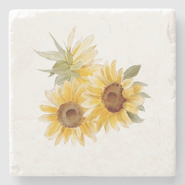 Aquarellblumen Steinuntersetzer (Vorderseite)