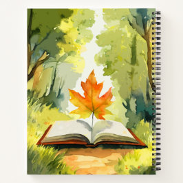 Aquarellblumen - Surreales Blatt Lesen eines Buche Notizbuch