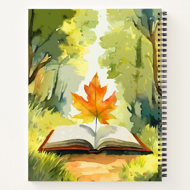 Aquarellblumen - Surreales Blatt Lesen eines Buche Notizbuch (Rückseite)