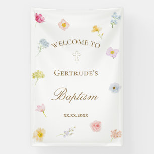 Aquarellblumen Taufe Banner