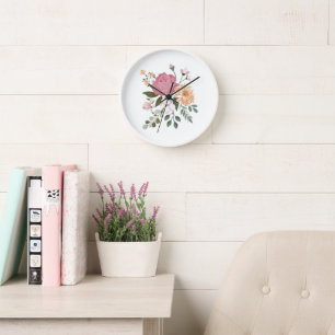Aquarellblumen Uhr