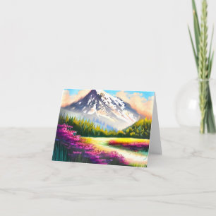 Aquarellblumen und Berg anpassbar Karte