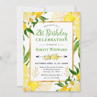 Aquarellblumen und Blume 21. Geburtstag Einladung
