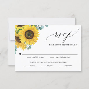Aquarellblumen und Eukalyptus-Hochzeit RSVP Karte