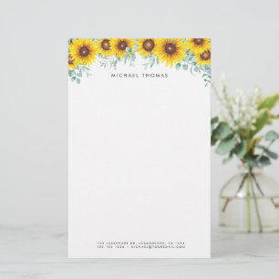 Aquarellblumen und Eukalyptus Personalisiert Briefpapier