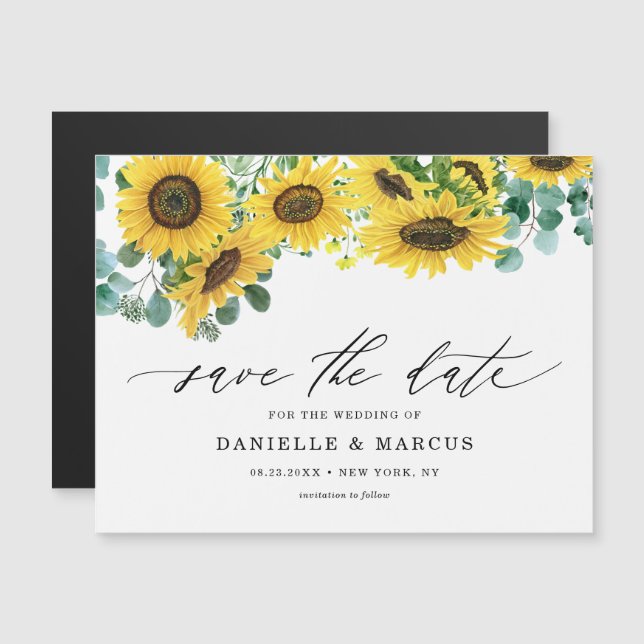 Aquarellblumen und Eukalyptus Save the Date Magneteinladung (Vorne/Hinten)