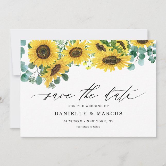 Aquarellblumen und Eukalyptus Sommer Save The Date (Vorderseite)