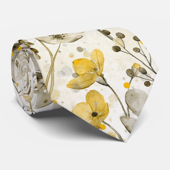 Aquarellblumen und Libellen - neutral Krawatte (Gerollt)