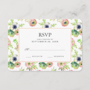 Aquarellblumen und Sukkulturen - Hochzeitsszenario RSVP Karte