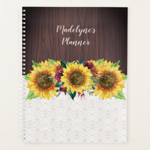 Aquarellblumen verleihen Holz rustikalen Namen Planer