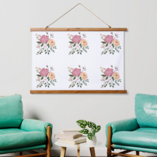 Aquarellblumen Wandteppich Mit Holzrahmen