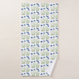 Aquarellblumen Wildblumen Blauer Blume Badehandtuch