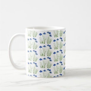 Aquarellblumen Wildblumen Blauer Blume Kaffeetasse