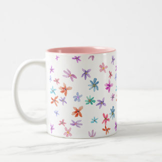 Aquarellblumen Zweifarbige Tasse