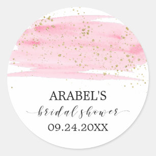 Aquarellblush Gold Brautparty Gefälligkeitsaufkleb Runder Aufkleber