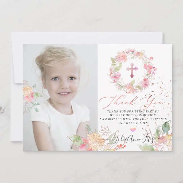 Aquarellblushing Sweetpees Vielen Dank Einladung (Vorderseite)