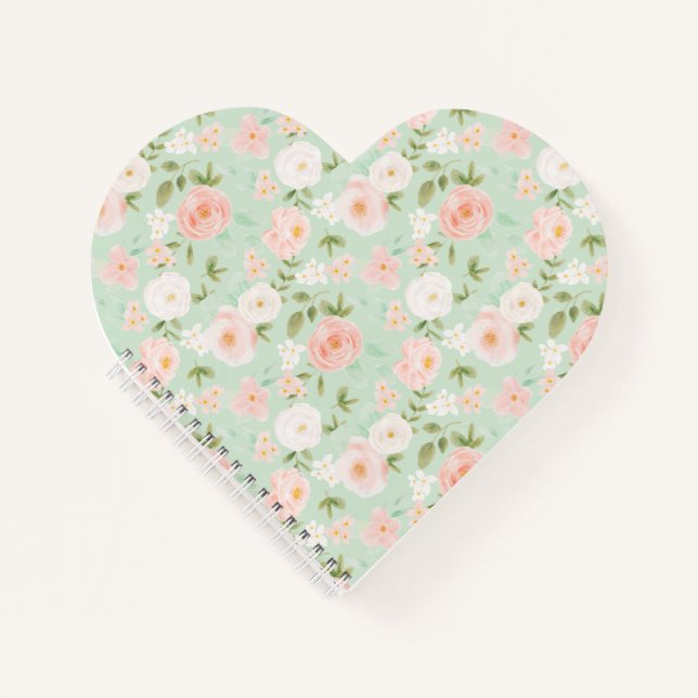 Aquarellblüte in Rosa und Pfirsich Notizbuch (Vorderseite)