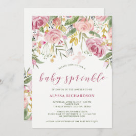 Aquarellblüte rosa | Gold Floral Baby Sprinkle Einladung