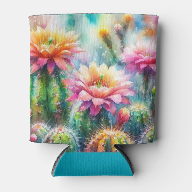 Aquarellblüte Sukkulente Kakteen Dosenkühler (Vorderseite)