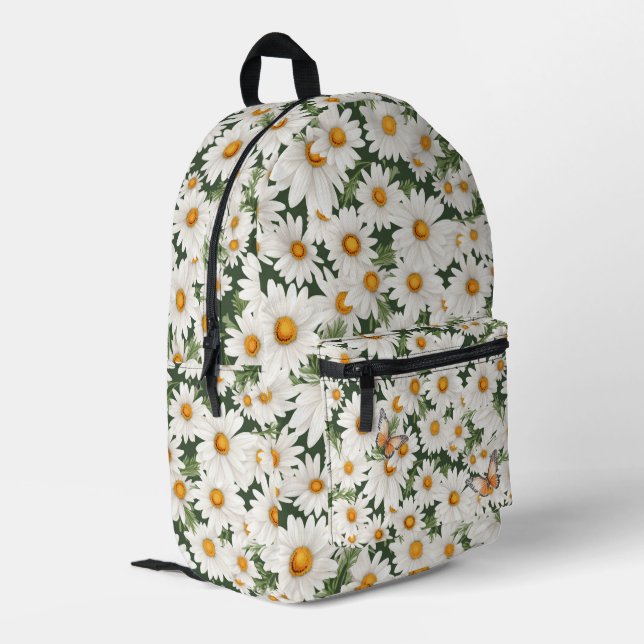 Aquarellblüten Bedruckter Rucksack (Rückseitige Ecke links)