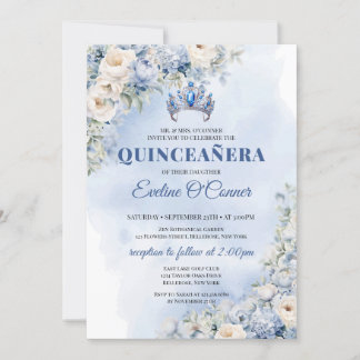 Aquarellblüten Eukalyptus Quinceañera Einladung