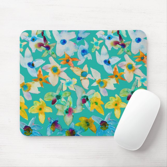 Aquarellblüten Mousepad (Mit Mouse)