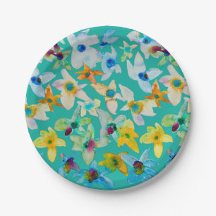 Aquarellblüten Pappteller
