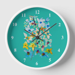 Aquarellblüten Uhr