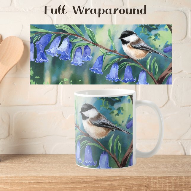 Aquarellblüten und Chickadee Kaffeetasse (Von Creator hochgeladen)
