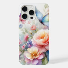 Aquarellblüten und Schmetterlingstanz iPhone 15 Pro Max Hülle