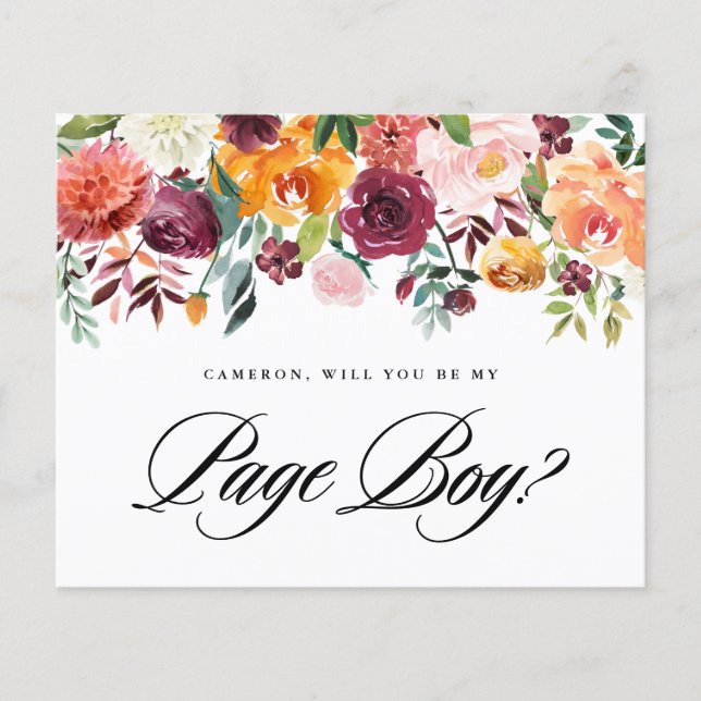 Aquarellblüten werden Sie mein Seitenjunge sein (Vorderseite)