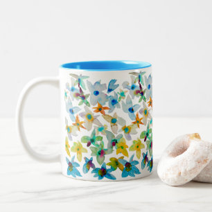 Aquarellblüten Zweifarbige Tasse