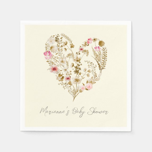 Aquarellblütenbaby in Bloom Baby Dusche Serviette (Vorderseite)