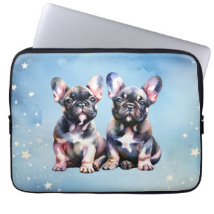 Aquarellblütenblüten, niedliche Welpen Laptopschutzhülle