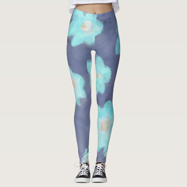 Aquarellblütenblütenblütenblütenblütenblütenblüten Leggings (Vorderseite)