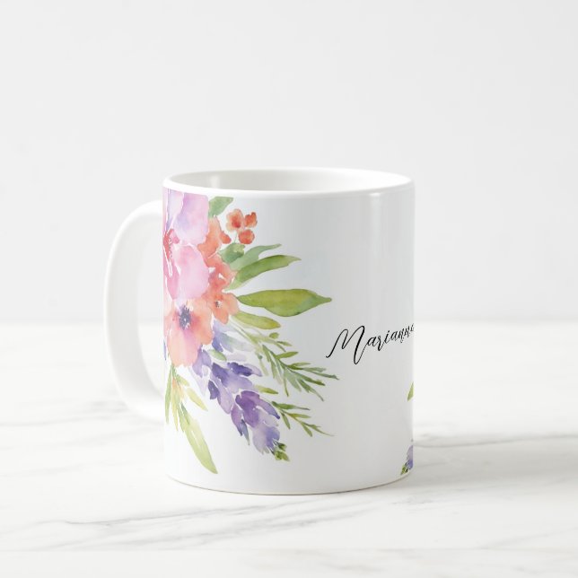 AquarellblütenBouquet Kaffeetasse (Vorderseite Links)