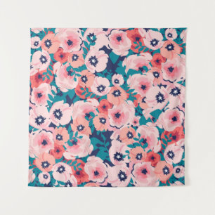 AquarellblütenBouquet: Vintage Peonies. Wandteppich