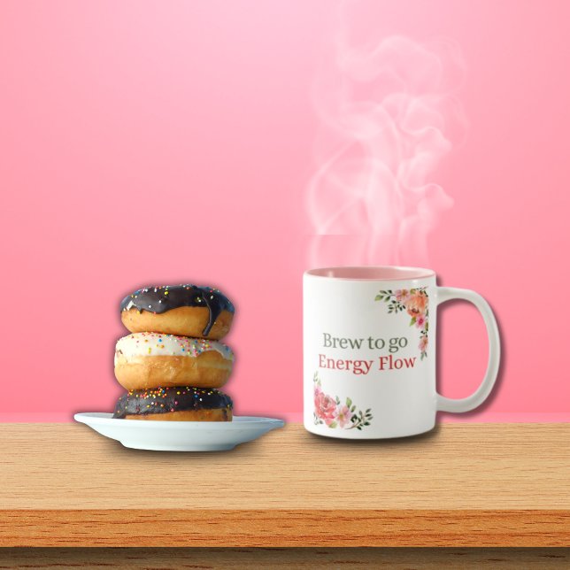 Aquarellblütenbrauen für den Energiefluss Zweifarbige Tasse (Von Creator hochgeladen)