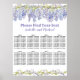 Aquarellblütendiagramm mit 8 Tischen für Hochzeite Poster (Vorne)