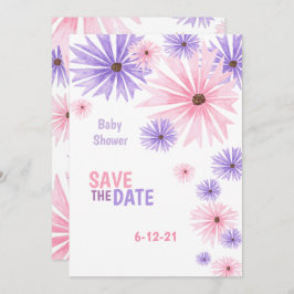 Aquarellblütendusche Babydusche Save the Date Kart