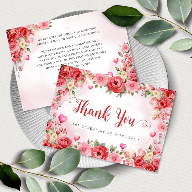 Aquarellblütendusche Bläsernherz Red Sweetheart Dankeskarte (Von Creator hochgeladen)