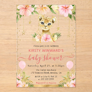 Aquarellblütendusche Lion Cub Babydusche Acryleinladungen