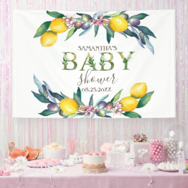 Aquarellblütendusche Olive Baby Banner