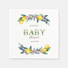 Aquarellblütendusche Olive Baby Serviette