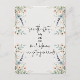 Aquarellblütenfeder Save the Date Ankündigungspostkarte