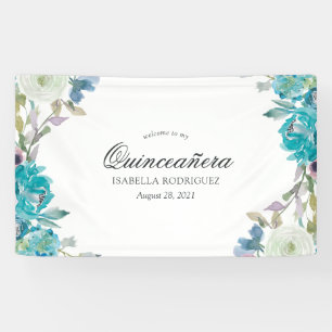 Aquarellblütenfiesta Quinceñera Banner